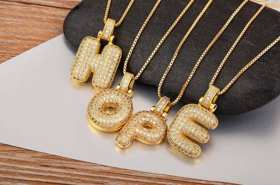 Collana regolabile con lettera scintillante A-Z Design unisex