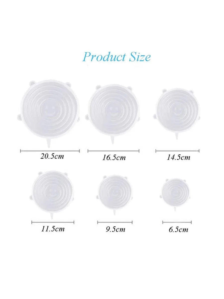 Coperchi in Silicone Elastici - Per Frigo, Ciotole e Piatti (6 Pezzi)