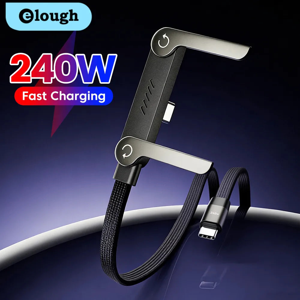 Cavo 2-in-1 Type C a USB C | 240W Fast Charge | Supporto Telefono Piegahevole