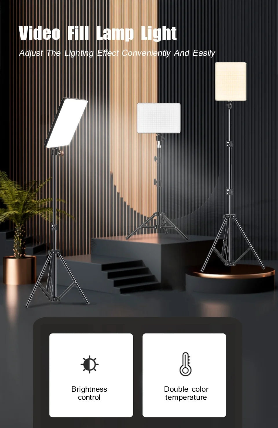 Luci LED per Video/Streaming - Kit Illuminazione con Treppiede per TikTok/Zoom