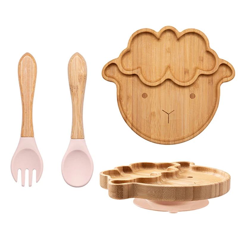 🍽️ Set 3 Piatti in Bambù per Bambini con Ventosa – Eco-Chic & Sicuro