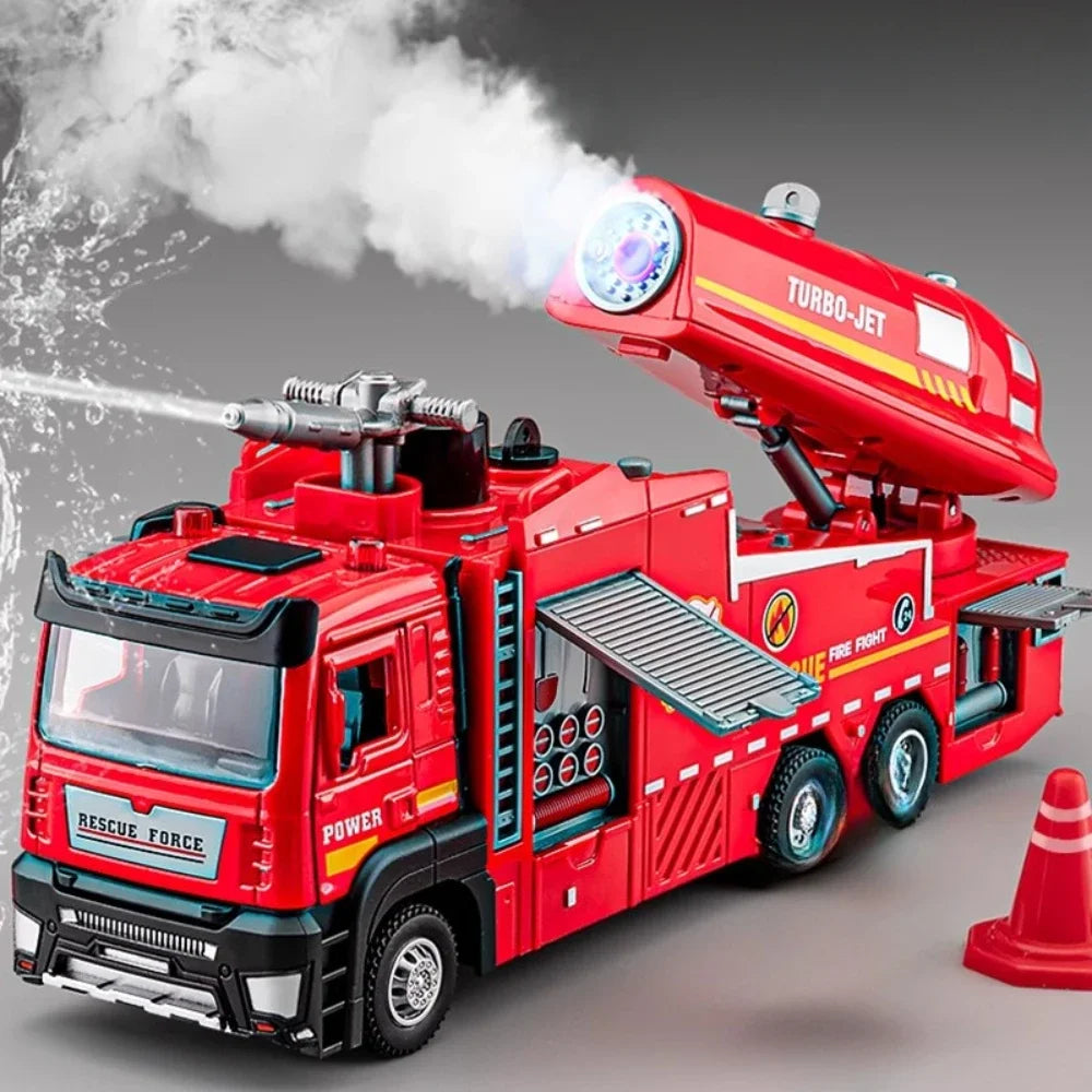 🚒 Camion dei Pompieri Giocattolo 1:32 con Luci, Suoni e Acqua Reale - Regalo Perfetto per Piccoli Eroi!