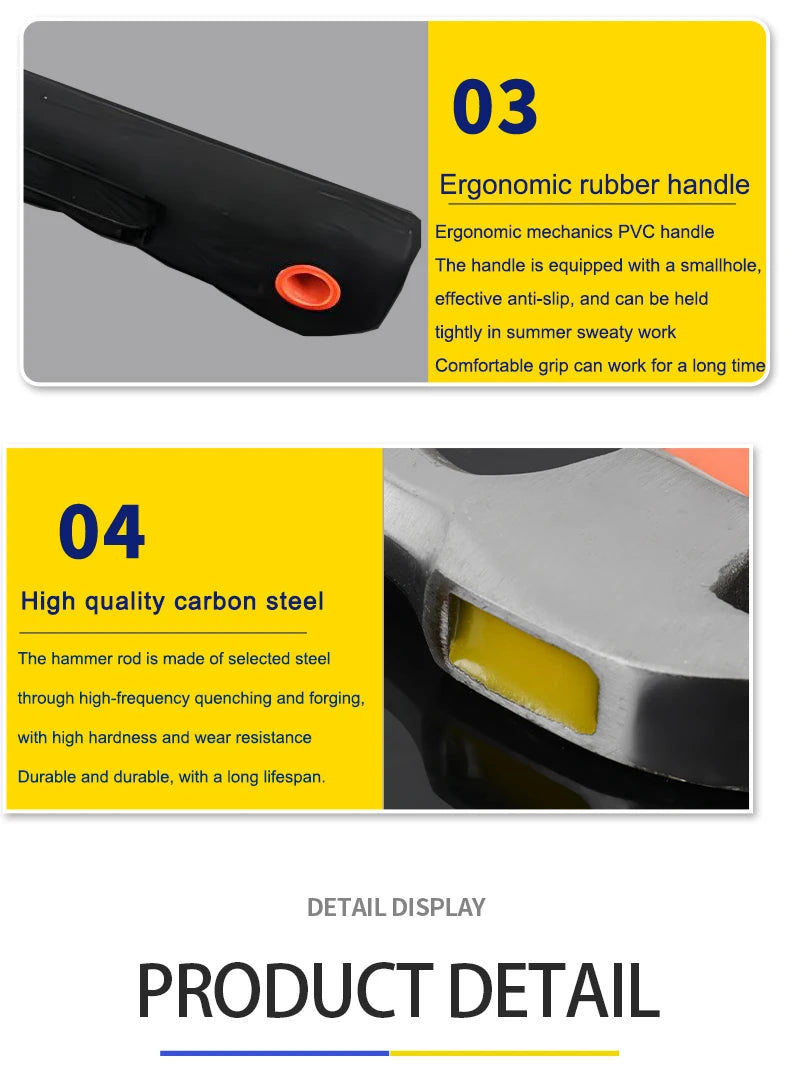 Martello ad Artiglio Professionale - Manico in Fibra di Vetro Antishock + Impugnatura Antiscivolo