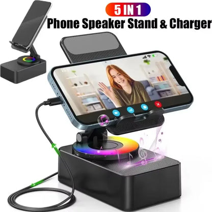 Altoparlante Bluetooth con Supporto Telefono 5 in 1 Porta Power Bank per Cucina, Viaggi, Palestra, Esterno