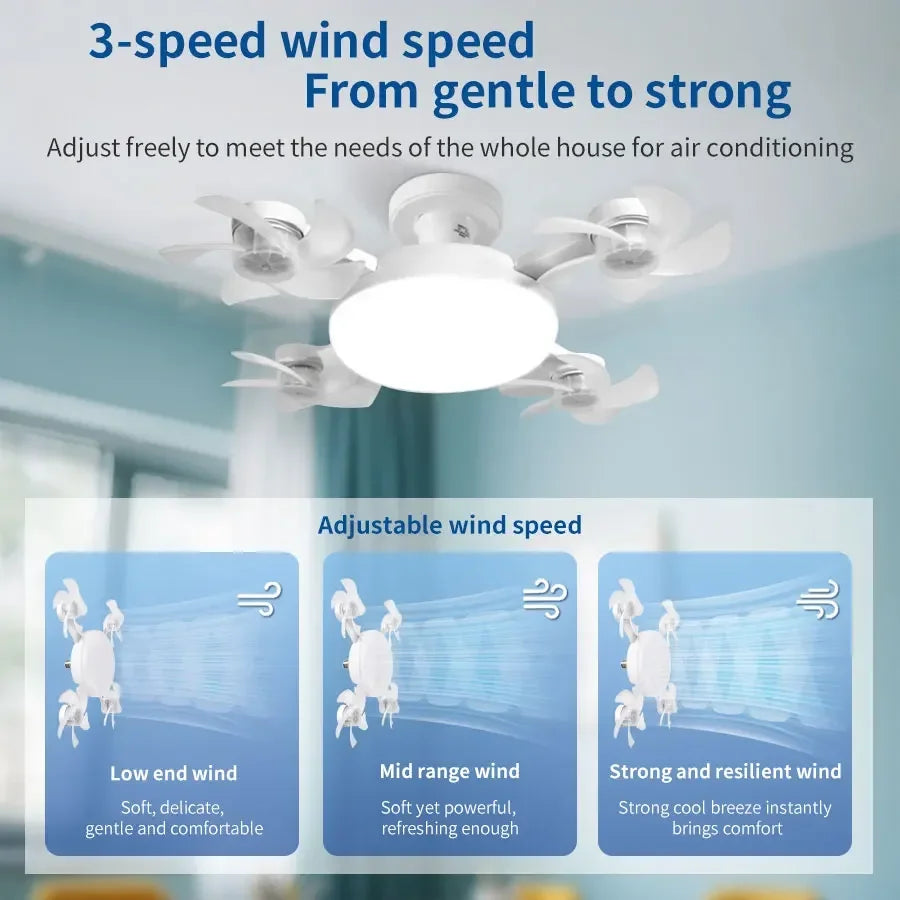 Lampada Soffitto a Ventilatore 2-in-1 60W | Design Drone, Telecomando, Silenziosa 30dB | per Casa, Ristorante, Ufficio