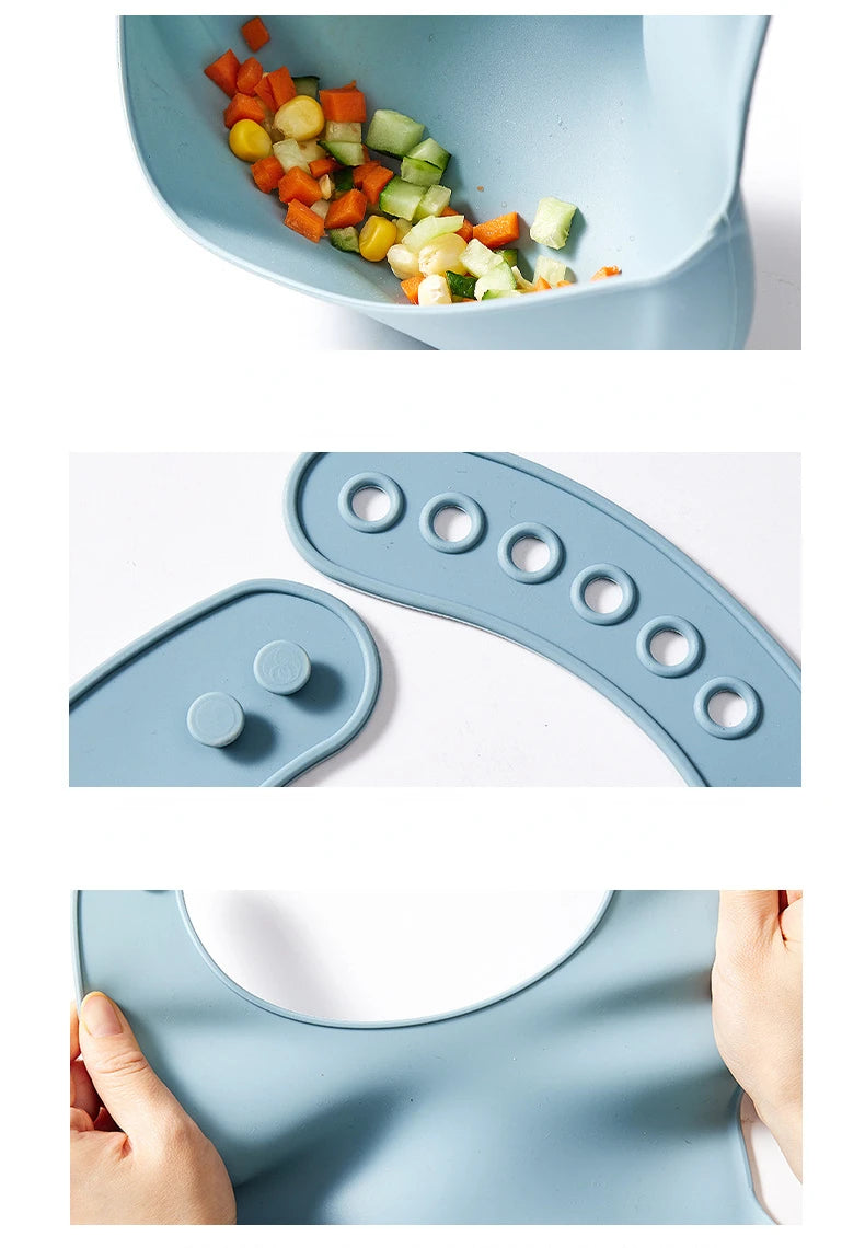 👶 BAVAGLINO IN SILICONE MORBIDO - Impermeabile, Regolabile e Super Pratico!
