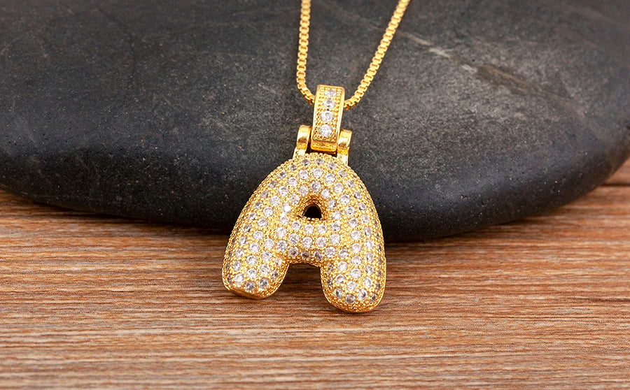 Collana regolabile con lettera scintillante A-Z Design unisex