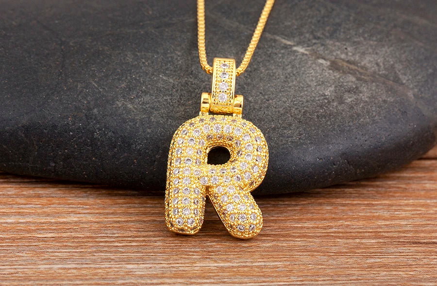 Collana regolabile con lettera scintillante A-Z Design unisex