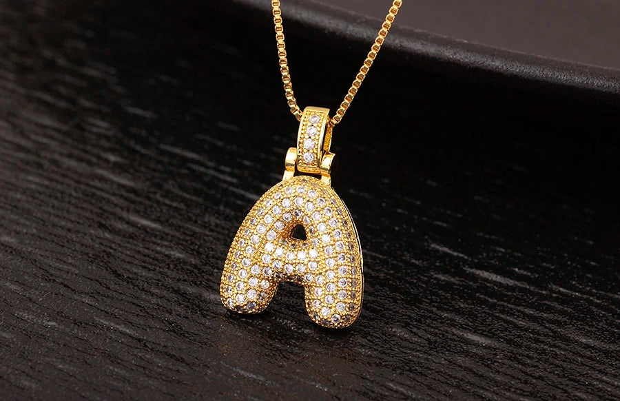 Collana regolabile con lettera scintillante A-Z Design unisex