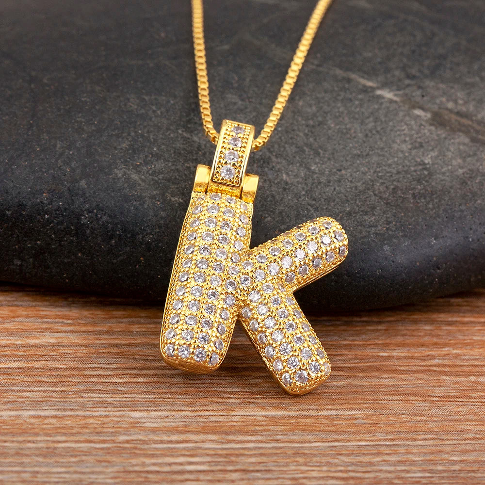 Collana regolabile con lettera scintillante A-Z Design unisex