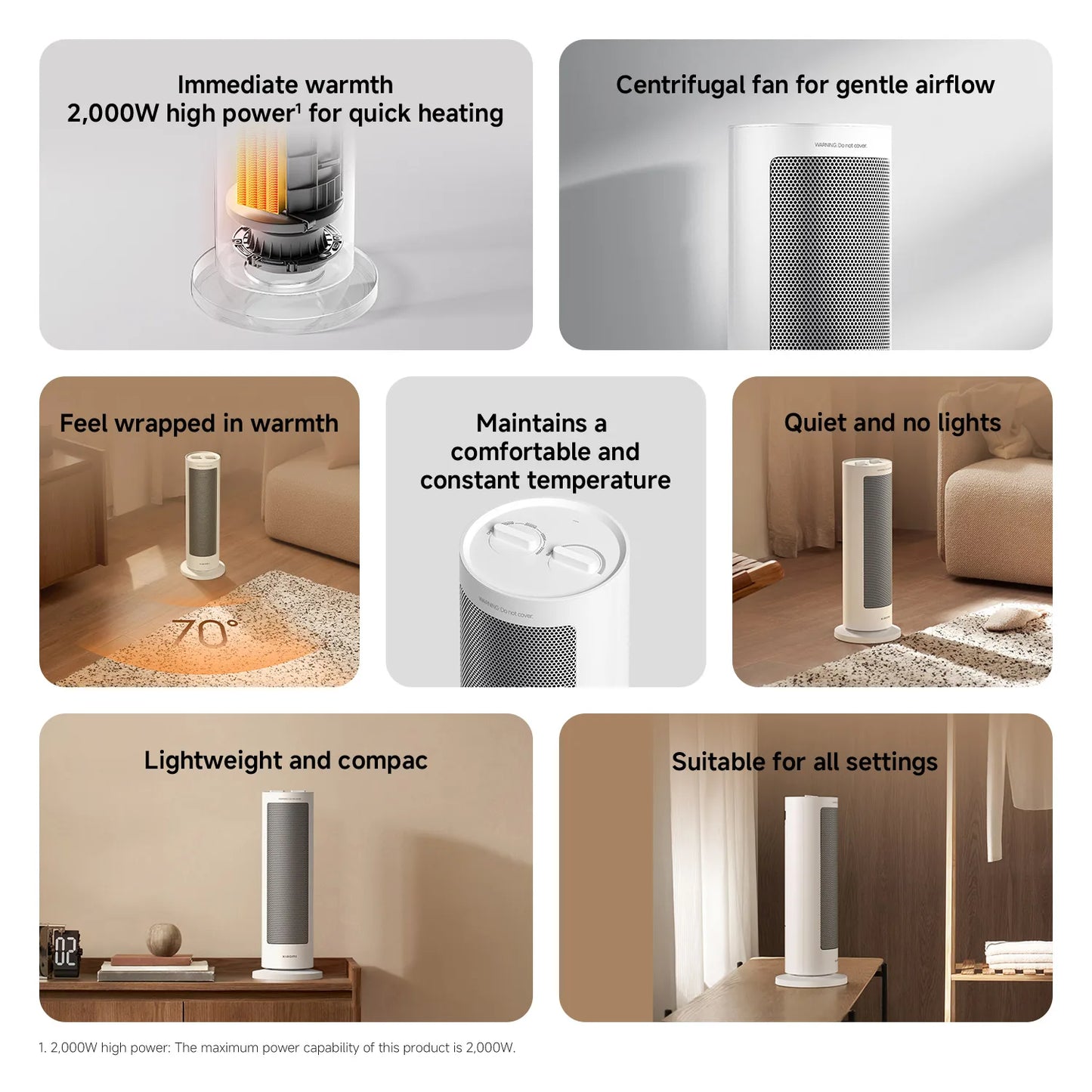 Termoventilatore Xiaomi Turbo 🔥 | Riscaldamento Istantaneo 2000W | 70° Oscillazione