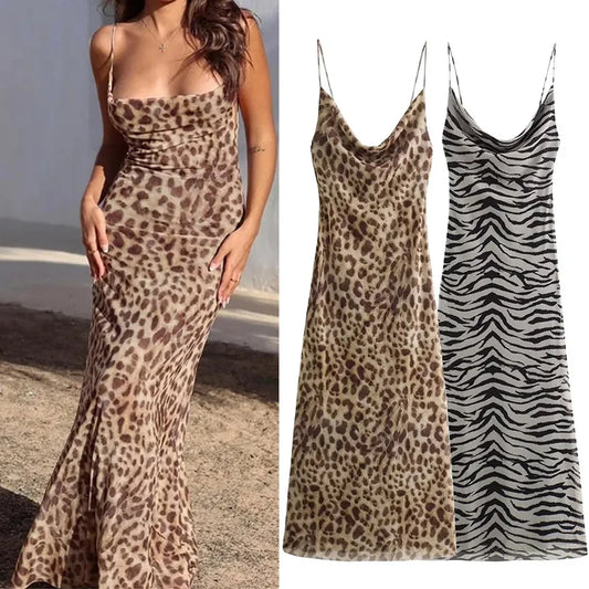 🐆 Abito Leopardato in Tulle - Sottoveste Sexy Senza Schienale! Per Feste/Vacanze