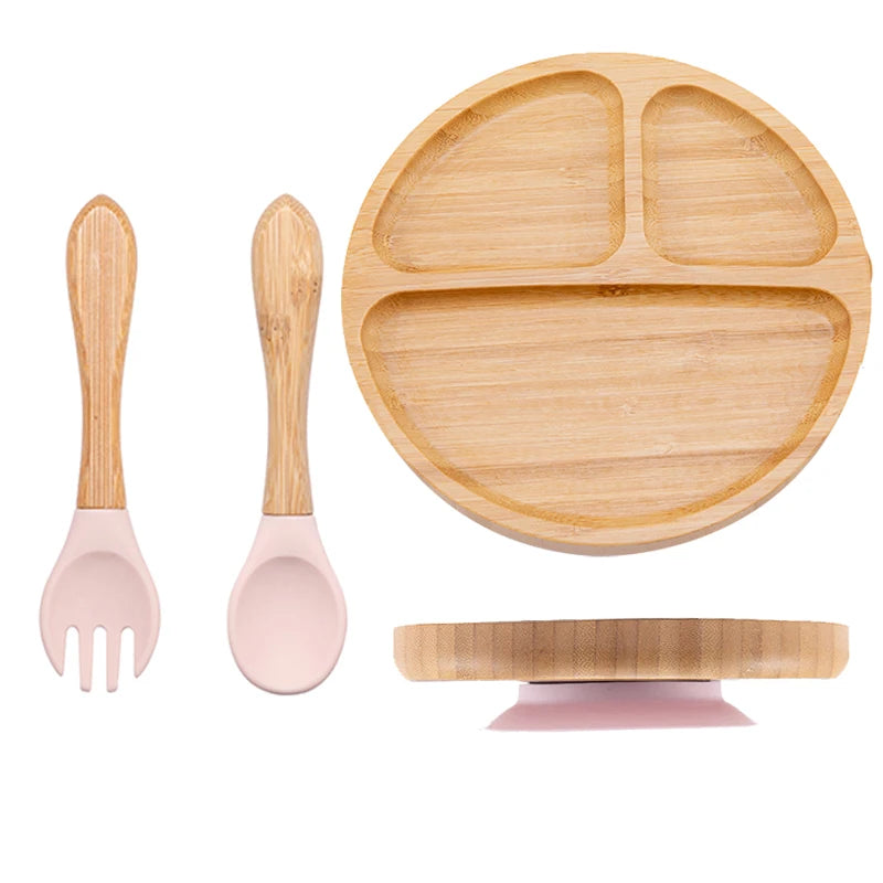 🍽️ Set 3 Piatti in Bambù per Bambini con Ventosa – Eco-Chic & Sicuro