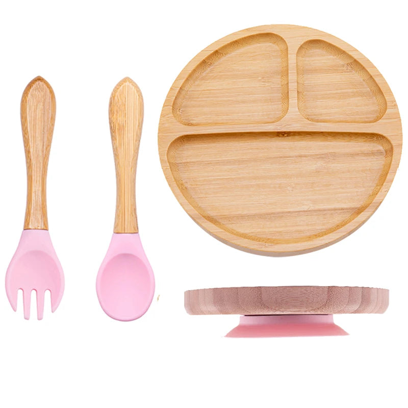 🍽️ Set 3 Piatti in Bambù per Bambini con Ventosa – Eco-Chic & Sicuro