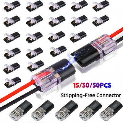 Connettori Rapidi LED Staccabili D2 | Doppia Linea a Incastro | No Saldatura No Pelatura | Kit da 15/30/50 Pezzi