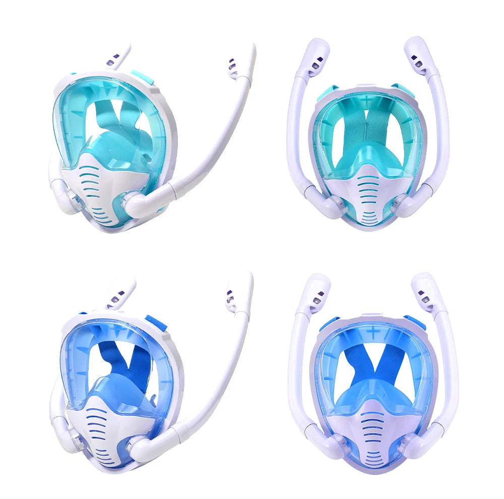 Maschera Snorkeling Panoramica 180° - Antiappannamento, Dry Top, 2 Snorkel