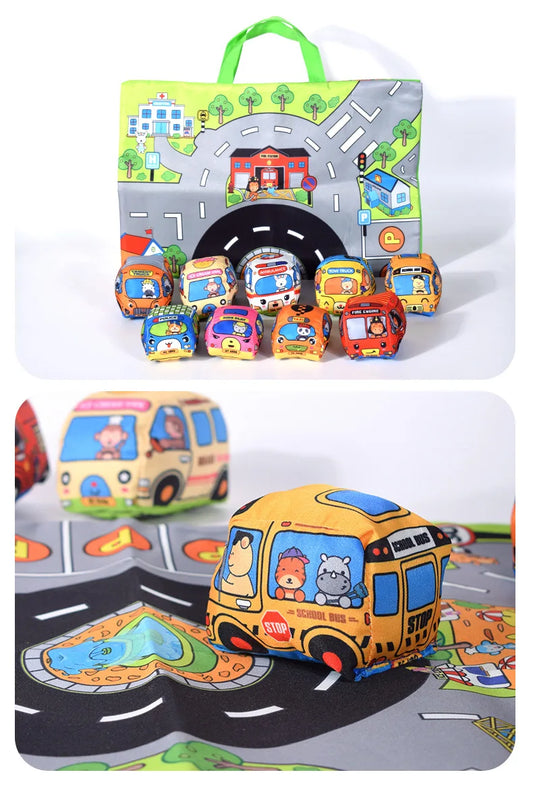 🚗 Set Auto Morbide con Tappetino Gioco - Giocattolo Educativo per Neonati