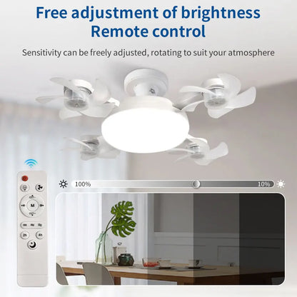Lampada Soffitto a Ventilatore 2-in-1 60W | Design Drone, Telecomando, Silenziosa 30dB | per Casa, Ristorante, Ufficio