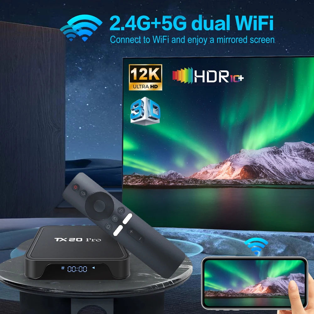 🔥 Smart TV Box Android 15.0 | 4K HDR & 8K Decodifica | WiFi Dual-Band + BT5.2 | Allwinner H313 Quad Core