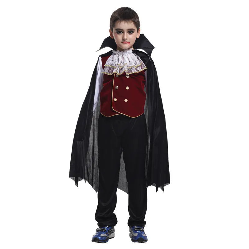 👻 Vestito Sposa Vampiro per Bambini - Maniche a Sbuffo, Stile Gotico con Fiocchi, Per Halloween e Feste!