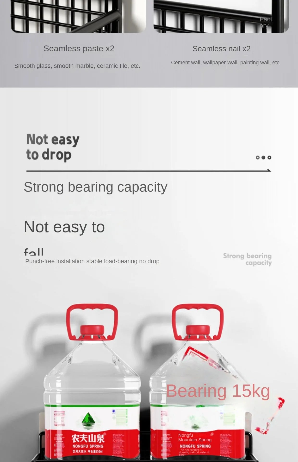 Scaffale Parete Adesivo - Per Cucina, Bagno - No Fori, Porta Oggetti