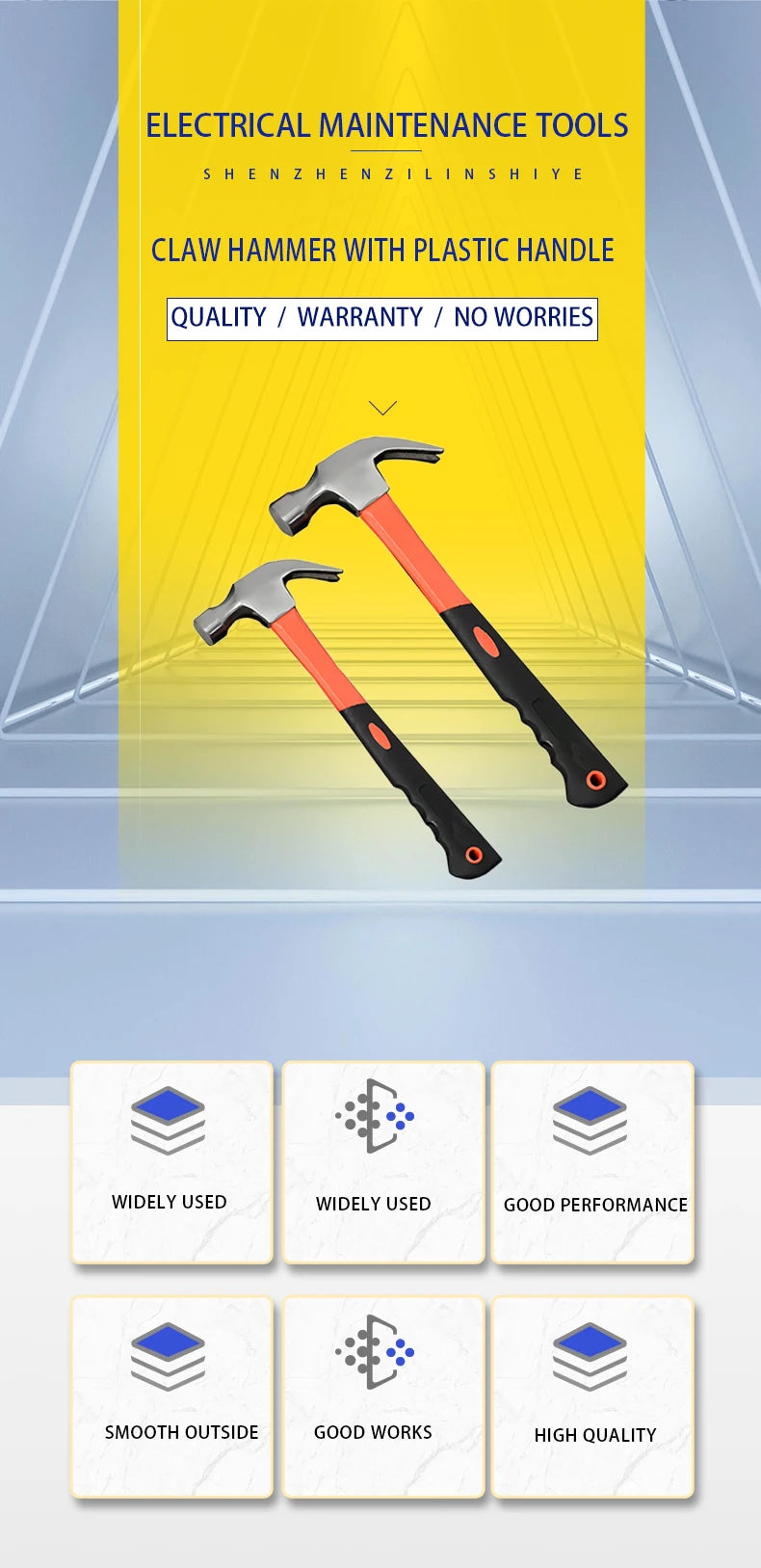 Martello ad Artiglio Professionale - Manico in Fibra di Vetro Antishock + Impugnatura Antiscivolo