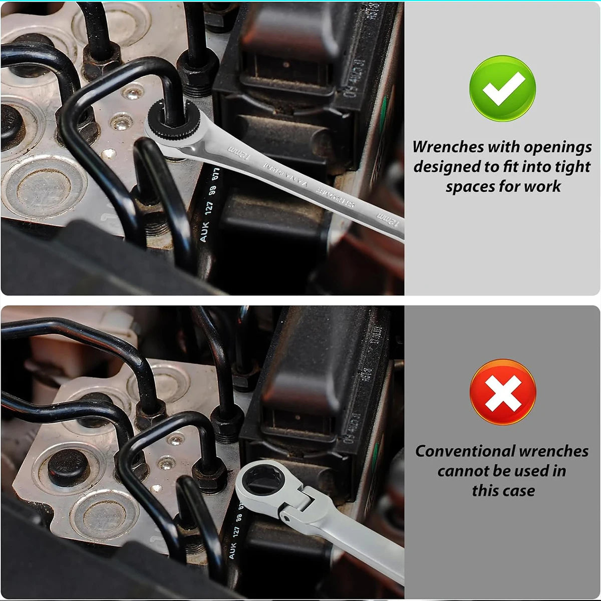 🔧 Chiave Combinata Rivoluzionaria 8-19mm!72 denti, testa fissa, doppia funzione!Scatto rapido, vanadio cromo, durata estrema.
Per meccanici e fai-da-te! 🛠️