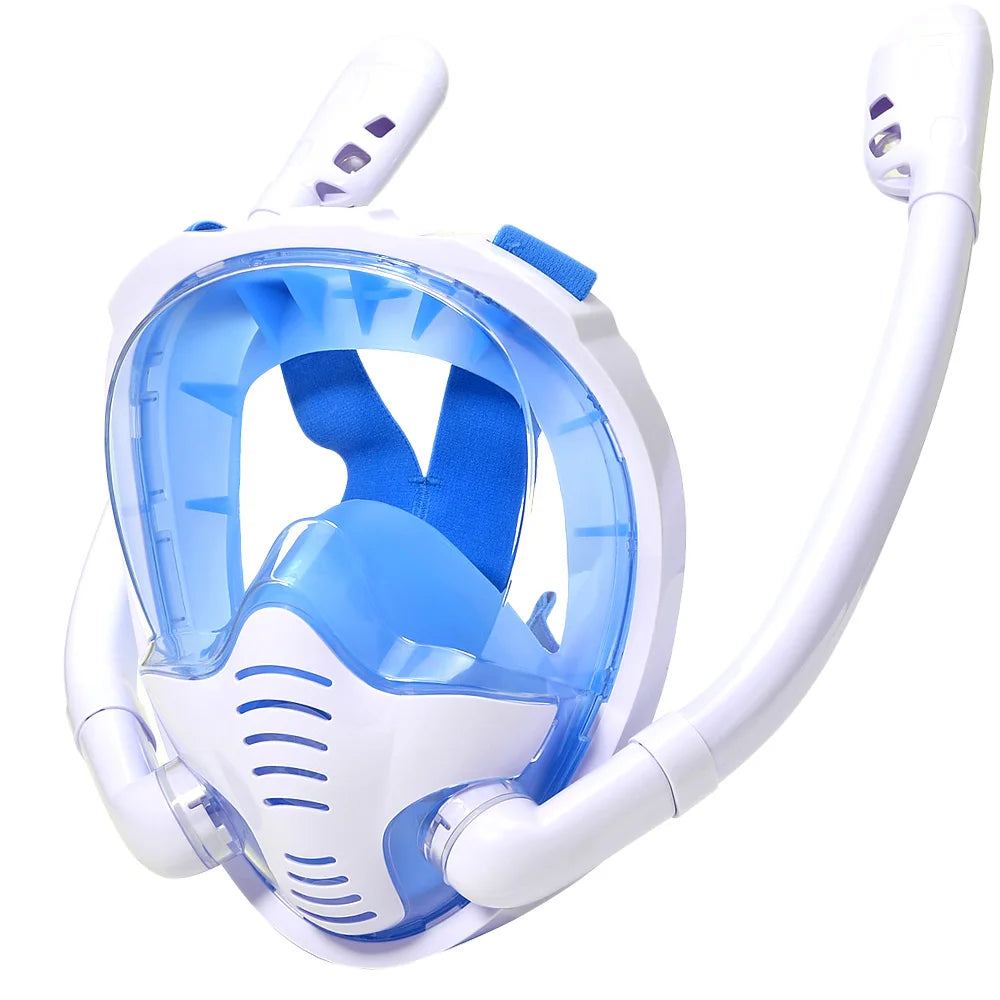 Maschera Snorkeling Panoramica 180° - Antiappannamento, Dry Top, 2 Snorkel