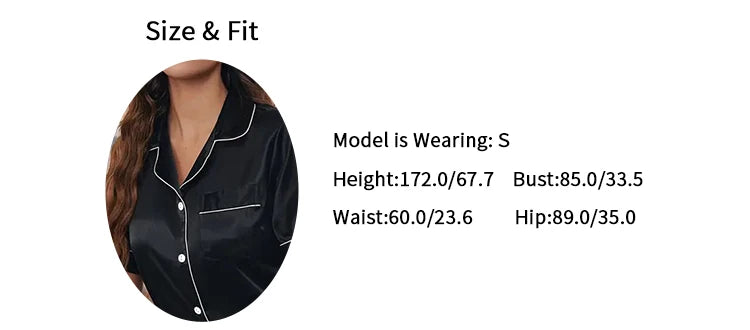 Pigiama Satin Donna - Top con Bottoni + Shorts - Set Notte Estat