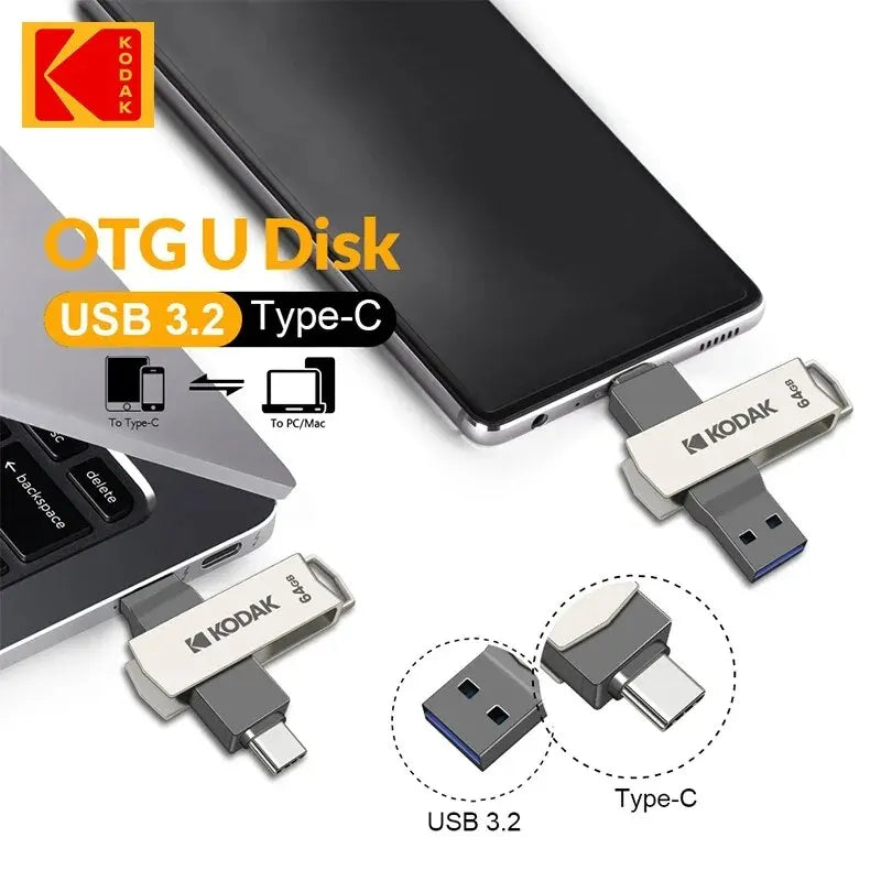 PenDrive USB 3.1 + Type-C, 128GB, Metallo, Impermeabile, OTG, per PC/Mac/Smartphone