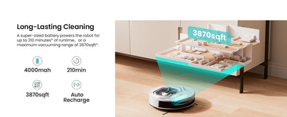 Robot Aspirapolvere 6000Pa con Mop, App e 210 Min di Autonomia