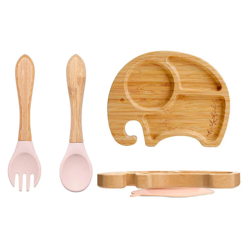 🍽️ Set 3 Piatti in Bambù per Bambini con Ventosa – Eco-Chic & Sicuro