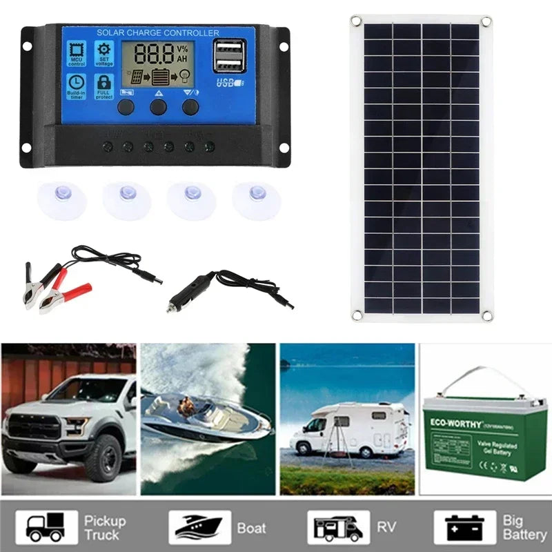 Pannello Solare 1000W 12V con Regolatore 60A| Carica Telefono Camper Auto USB