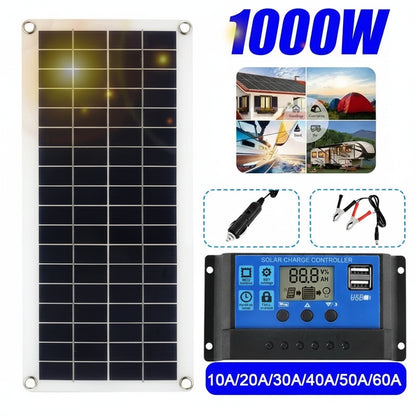Pannello Solare 1000W 12V con Regolatore 60A| Carica Telefono Camper Auto USB