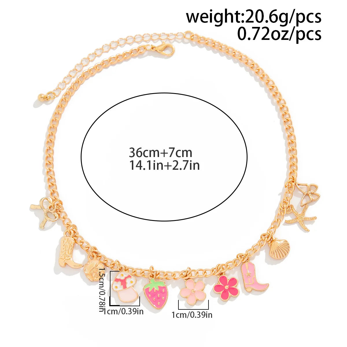 Collana Donna Retro: Ciondolo Occhio Malocchio, Croce e Stella Marina in Metallo - Gioiello con Elementi Marini