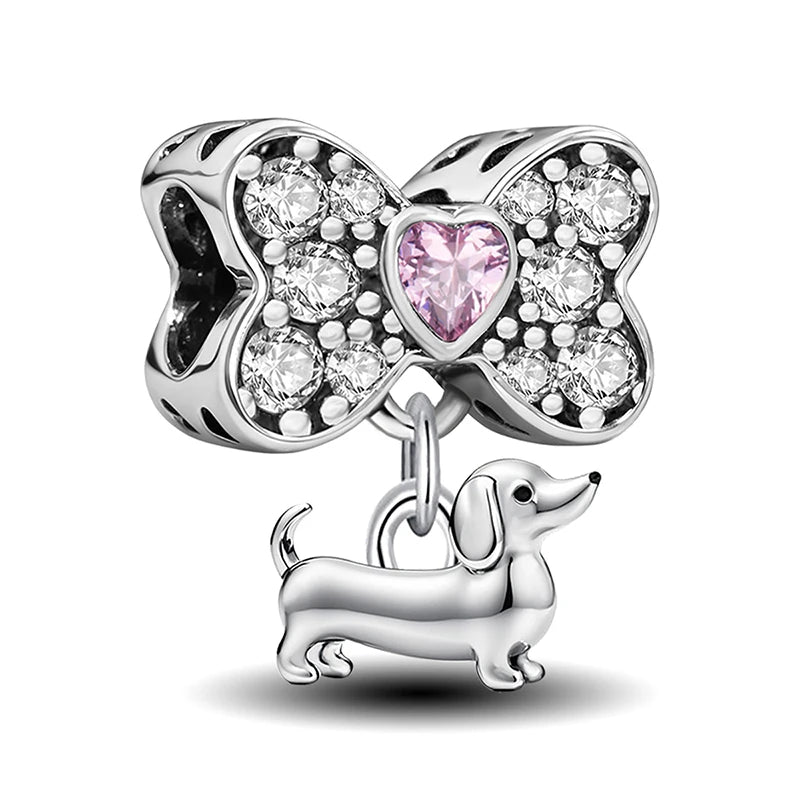 Perline Braccialetto 925 Argento Sterling | Charm Cane, Farfalla, Polpo | Gioielli Fai Da Te
