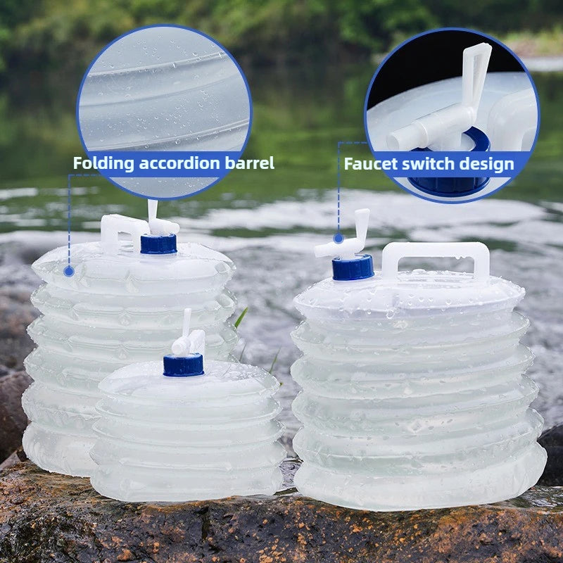 Bottiglione Pieghevole per Acqua 5-10-15L | Serbatoio da Campeggio con Rubinetto, Alimentare, Salvaspazio | per Campeggio