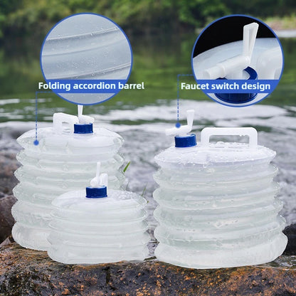 Bottiglione Pieghevole per Acqua 5-10-15L | Serbatoio da Campeggio con Rubinetto, Alimentare, Salvaspazio | per Campeggio