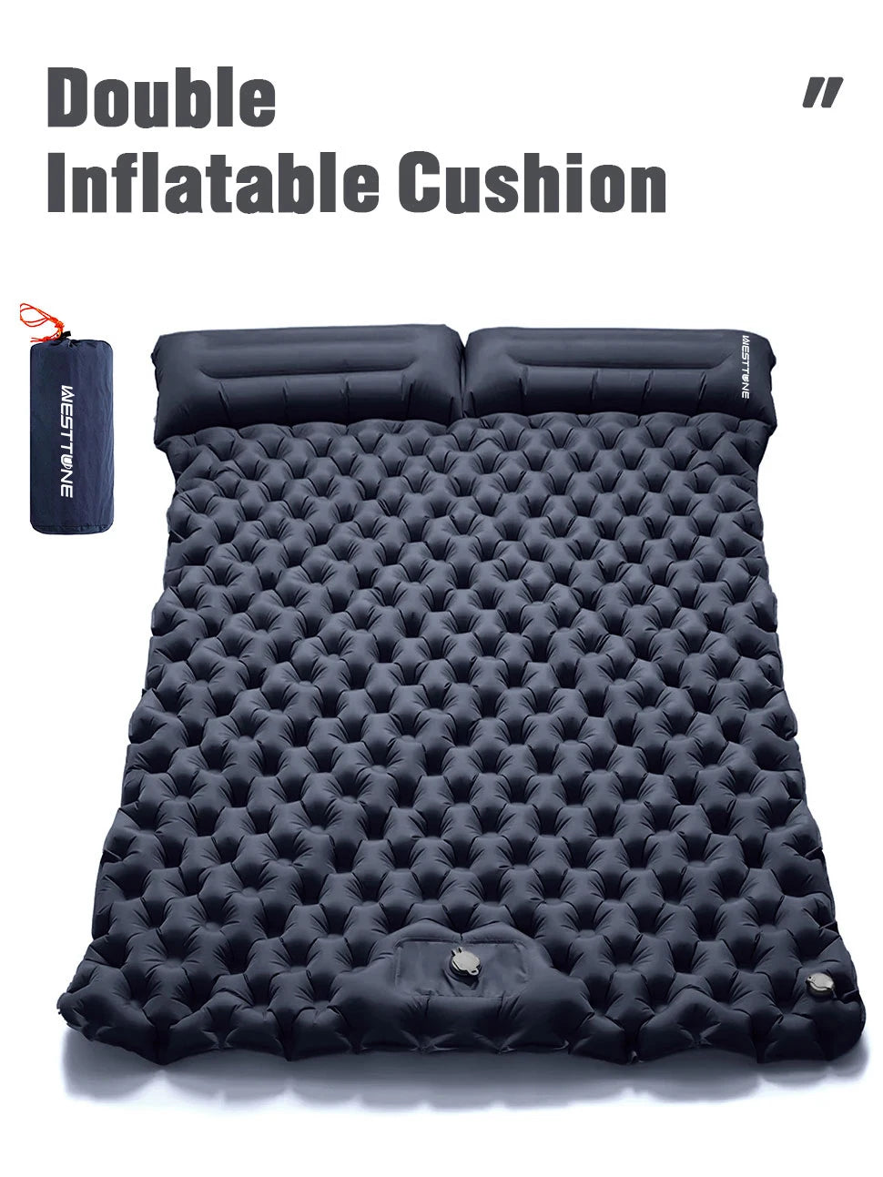 Materasso Gonfiabile Doppio con Pompa - Per Campeggio, Viaggi, Escursioni