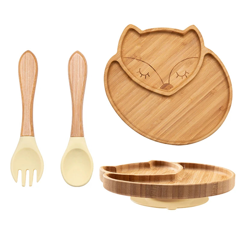 🍽️ Set 3 Piatti in Bambù per Bambini con Ventosa – Eco-Chic & Sicuro