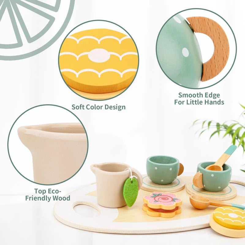 ☕ Set Tè Pomeridiano in Legno per Bambini – Gioco di Ruolo Princess Tea Party!