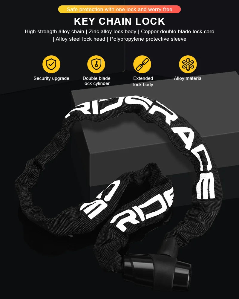 Lucchetto Catena RIDERACE per Bici/Scooter - Antifurto Alta Sicurezza con 2 Chiavi