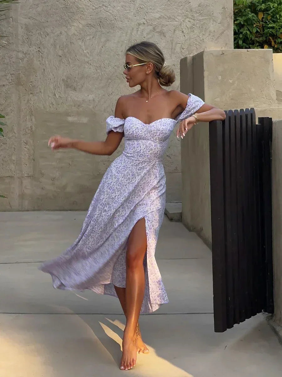 🌺 Vestito Donne Spalla Scoperta Floreale – Elegante e Sensuale per l’Estate