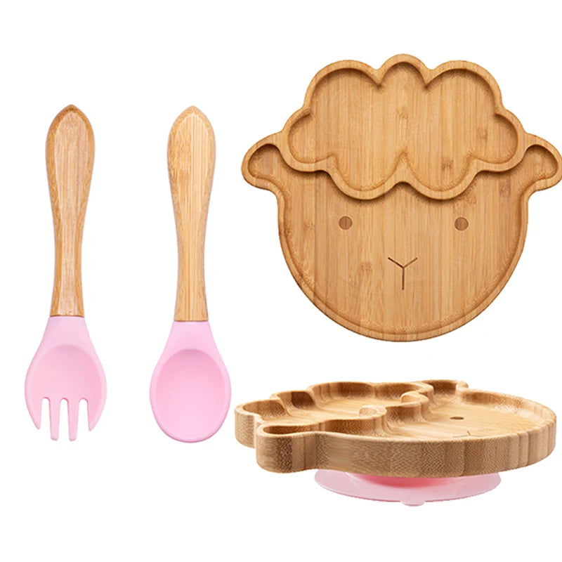 🍽️ Set 3 Piatti in Bambù per Bambini con Ventosa – Eco-Chic & Sicuro