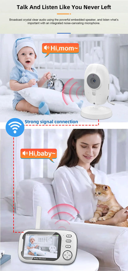 Baby Monitor 3.5" HD con Visione Notturna e Audio Bidirezionale