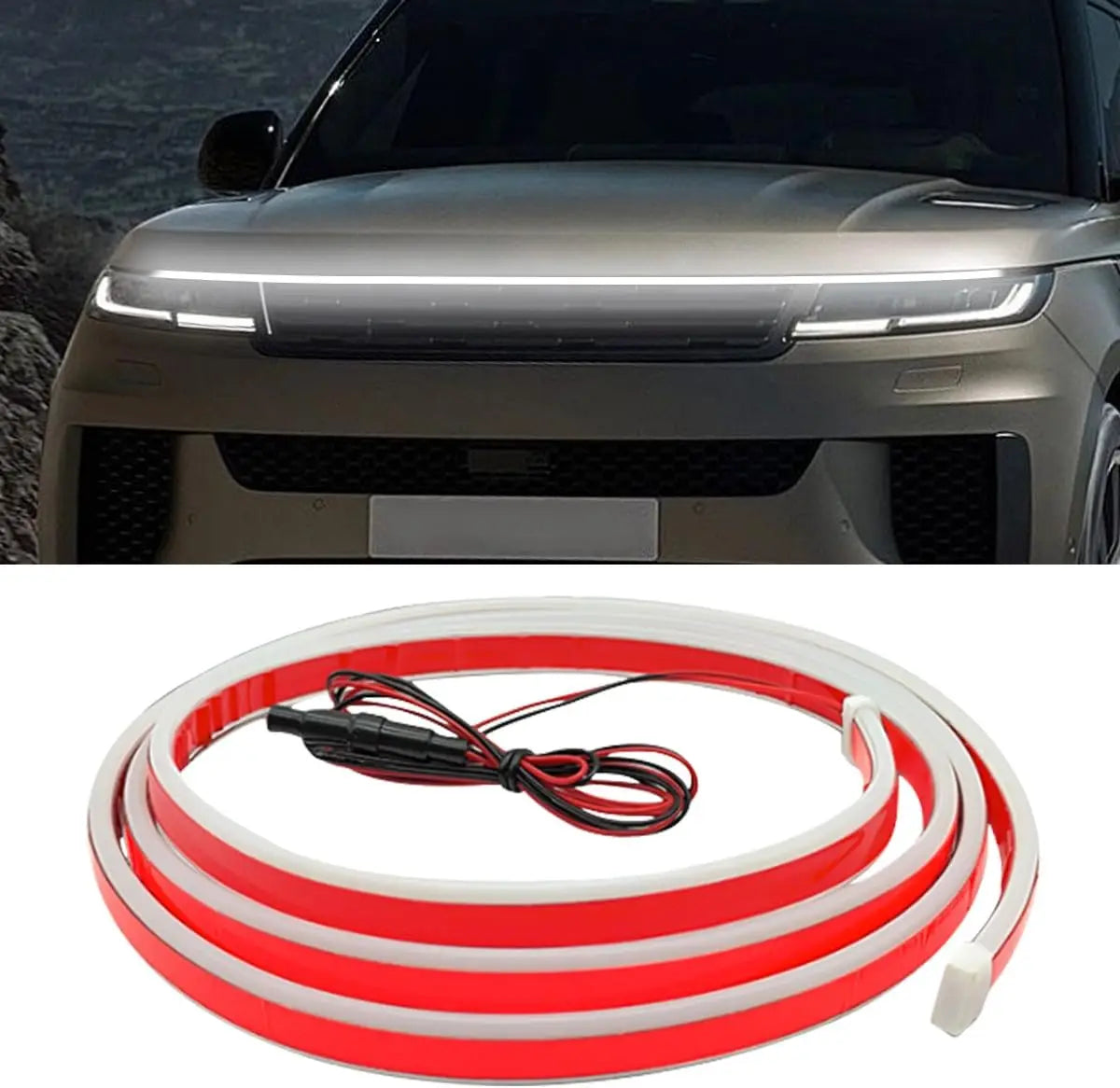 Striscia LED Cofano Auto 180/240cm | Flessibile Impermeabile, Scansione Dinamica, Luci Accensione | Tuning Automotive