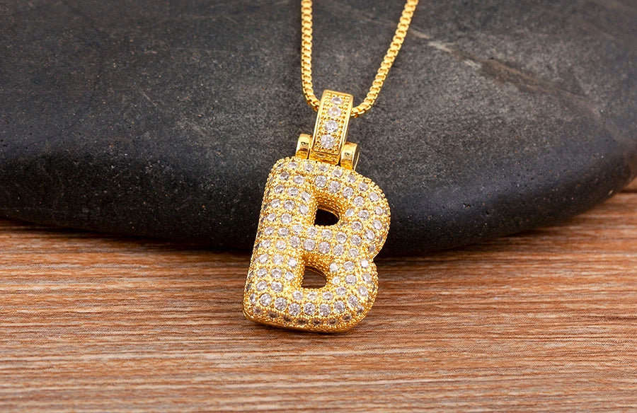 Collana regolabile con lettera scintillante A-Z Design unisex