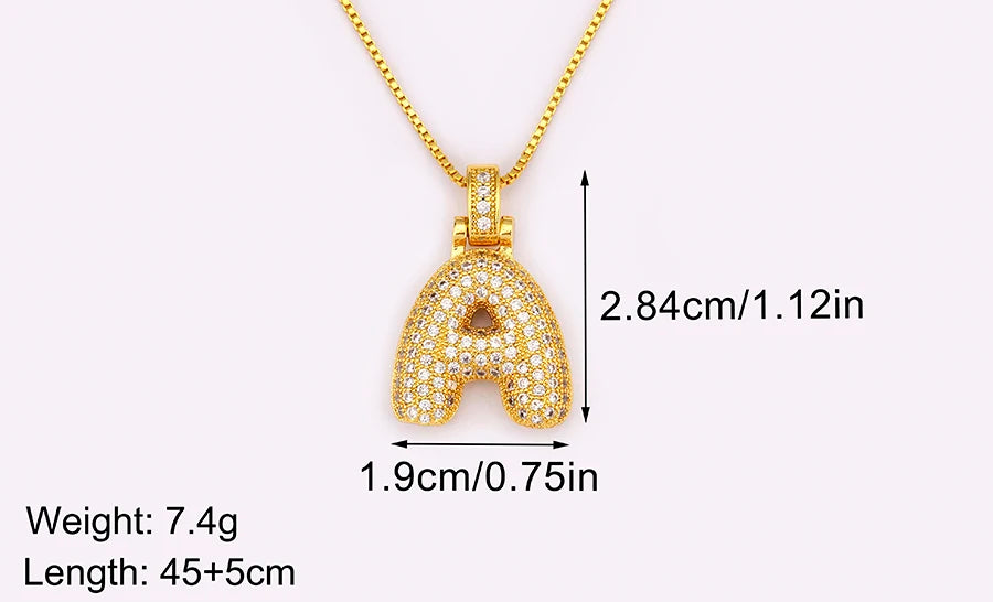 Collana regolabile con lettera scintillante A-Z Design unisex