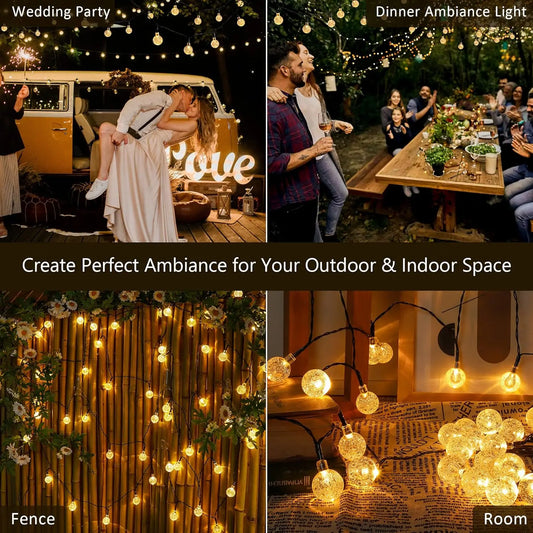 Luci Sferiche Solari 20 LED 5m Impermeabili IP65 | 8 Modalità, Ricaricabili, per Giardino, Albero, Natale, Campeggio