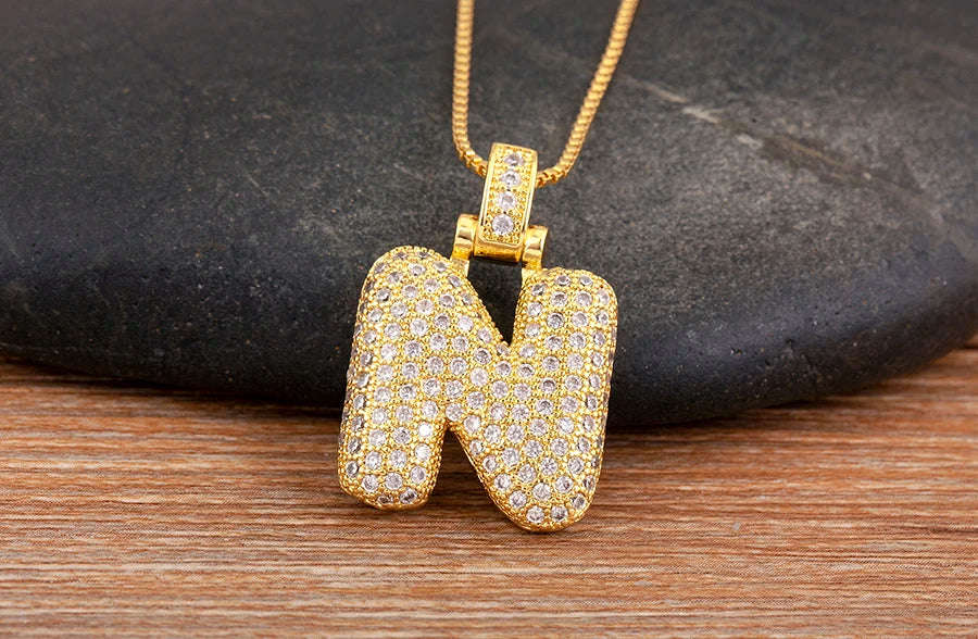 Collana regolabile con lettera scintillante A-Z Design unisex